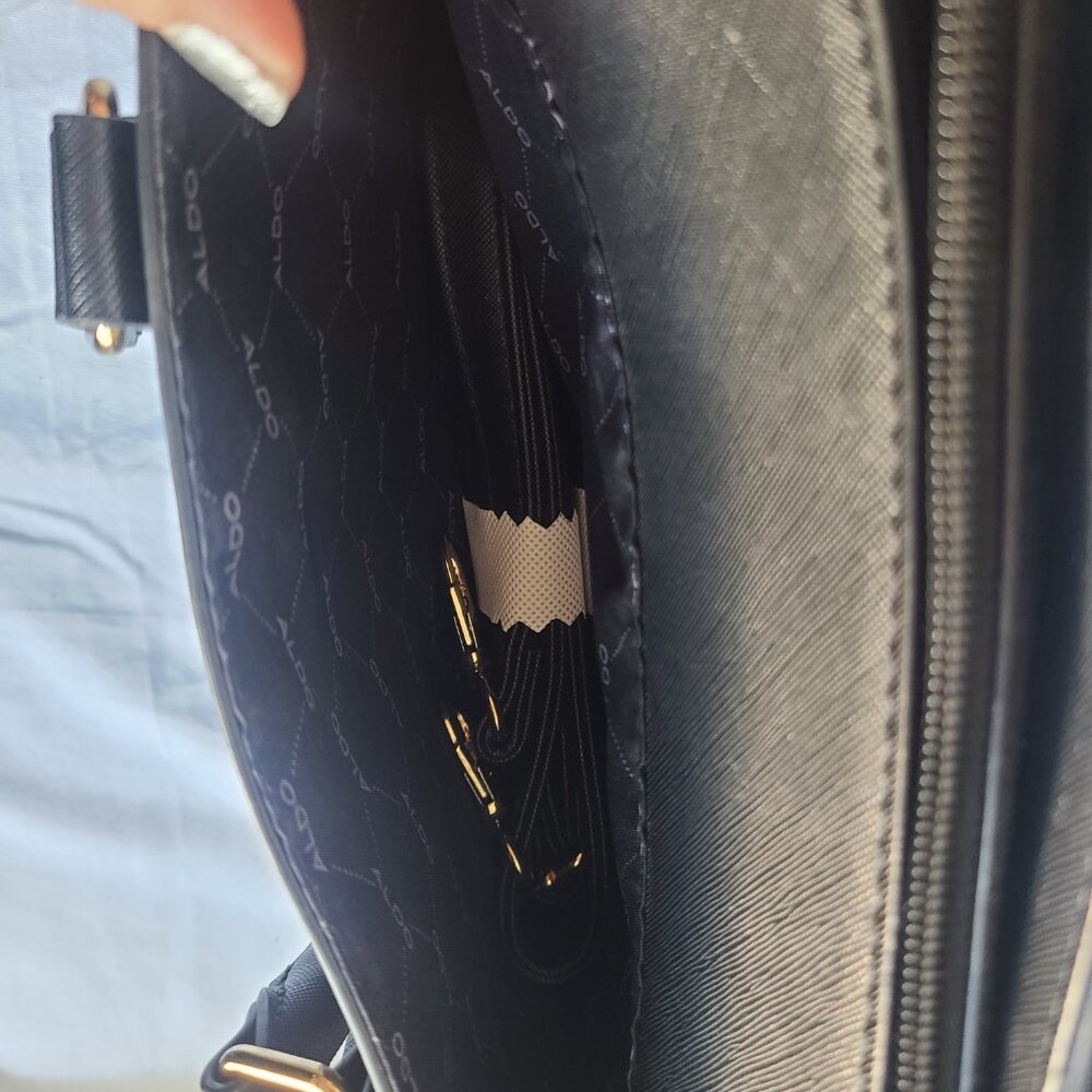 SOLD--Aldo Faux Leather Black Satchel Handbag Purse - Picture 9 of 11